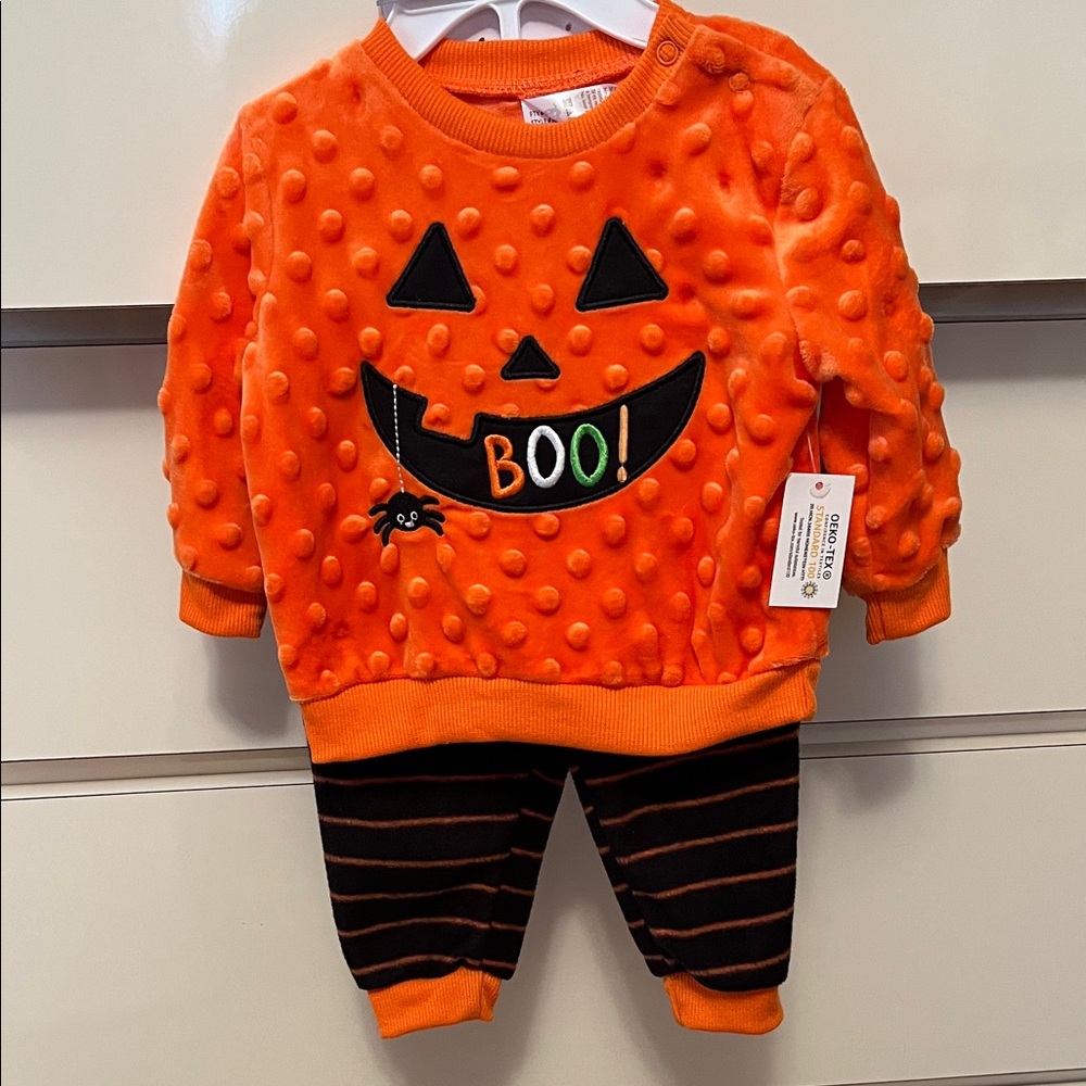 Kids' Halloween Pumpkin Outfit Set - Orange and Black